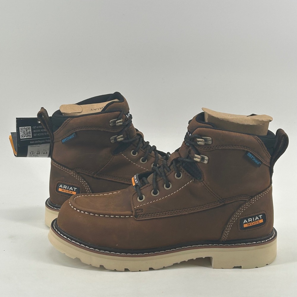 Ariat Rebar Wedge Work Boots Mens 7.5EE Brown Leather Waterproof New